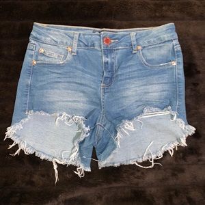 Hi-low shorty shorts jean shorts